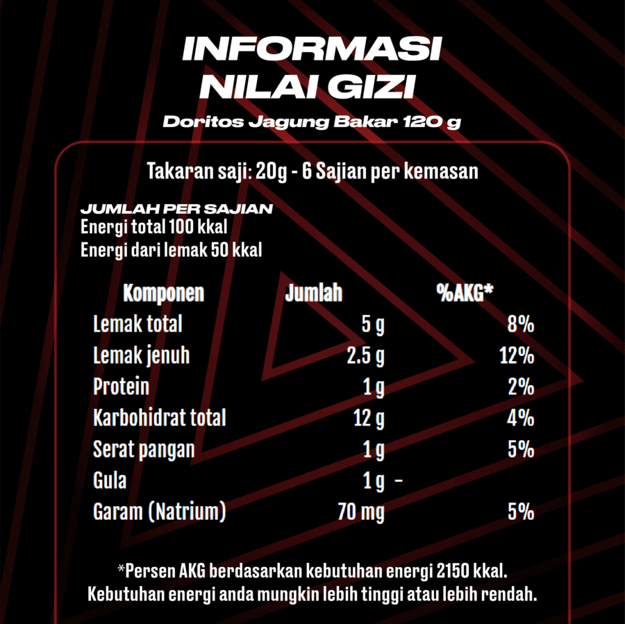 Doritos Tortilla Chip Snack Rasa Jagung Bakar 120gram