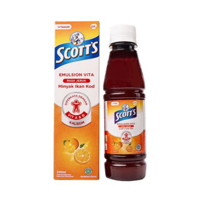 Scotts Emulsion Minyak Ikan Kod Rasa Jeruk Suplemen