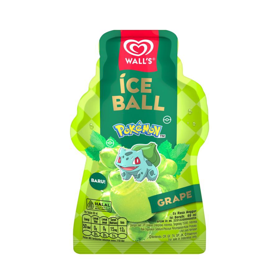 Walls Pokemon Ice Ball Grape Ice Cream 1pcs