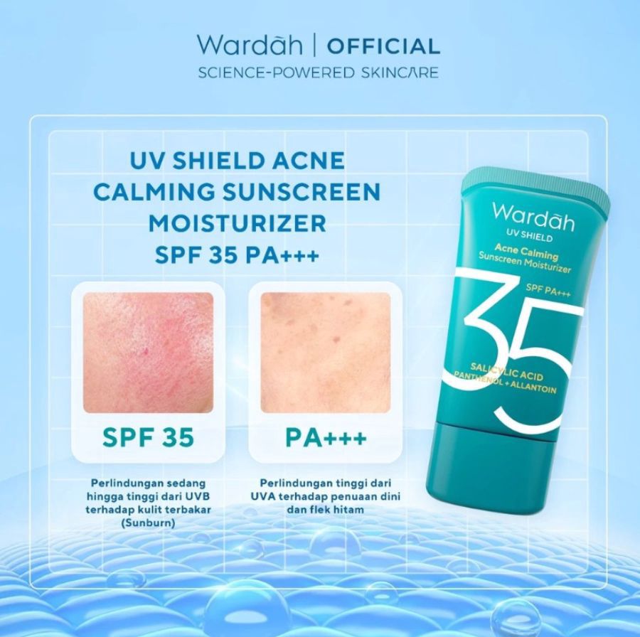 Wardah UV Shield Acne Calming Sunscreen Moisturizer SPF 35 PA+++