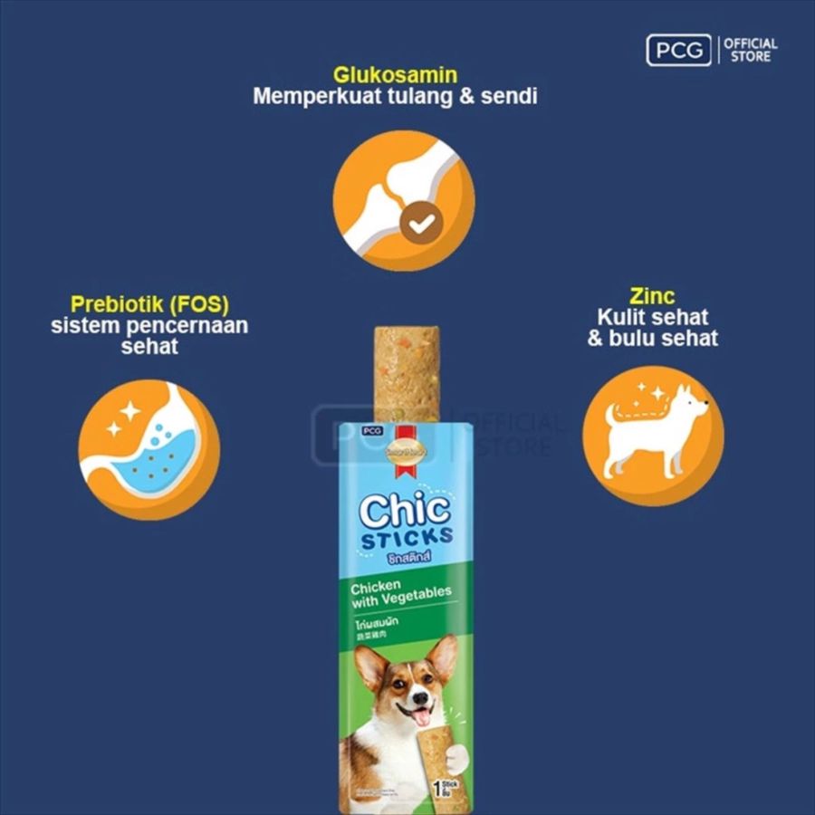 SmartHeart Chic Sticks Chicken & Vegetable Snack Anjing 4sticks x 15gram 60gram