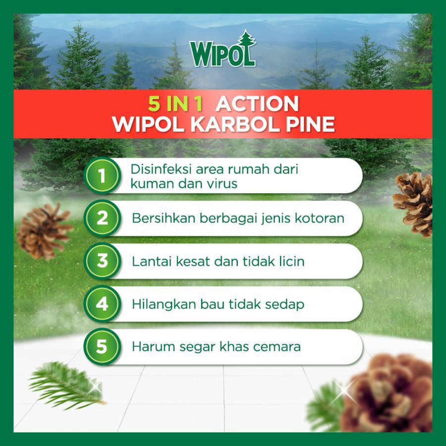 Wipol Karbol Cemara Pembersih Lantai Pouch 720gram