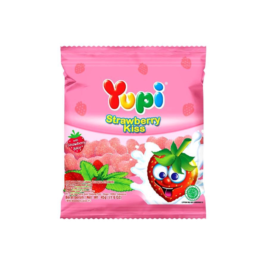 Yupi Strawberry Kiss Permen 45gram