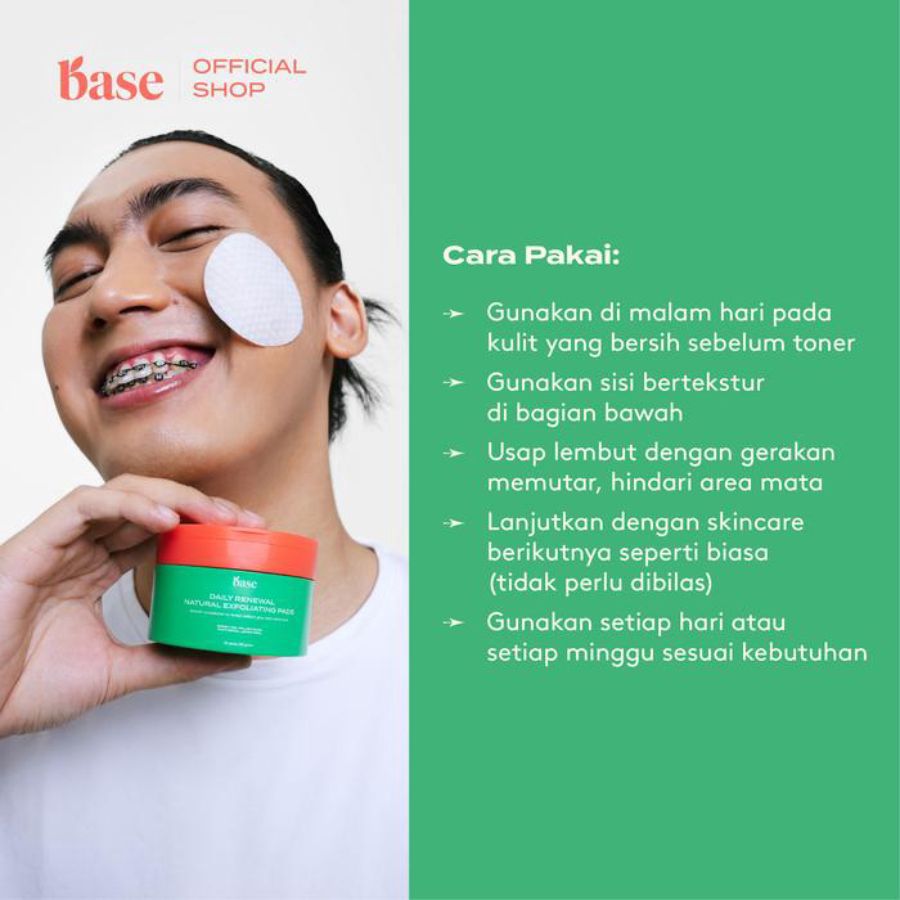 Base Daily Renewal Natural Exfoliating Pads - Kapas Eksfoliasi 30pcs