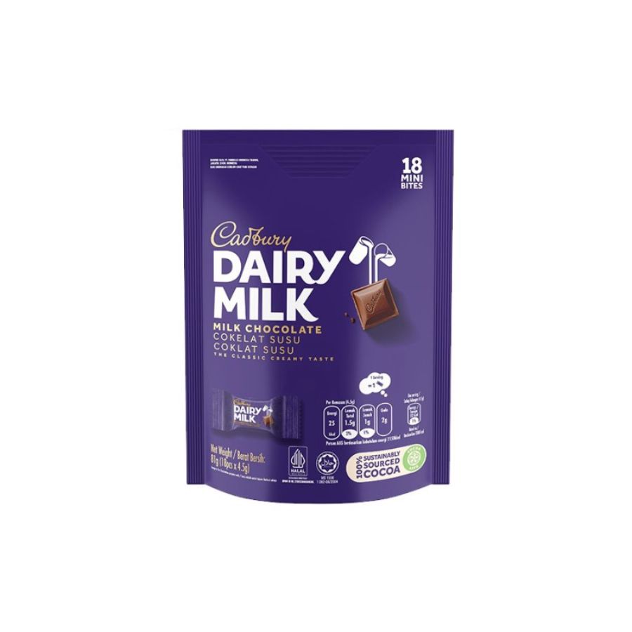 Cadbury Dairy Milk Cokelat Mini Bites Sharebag Isi 18 81gram