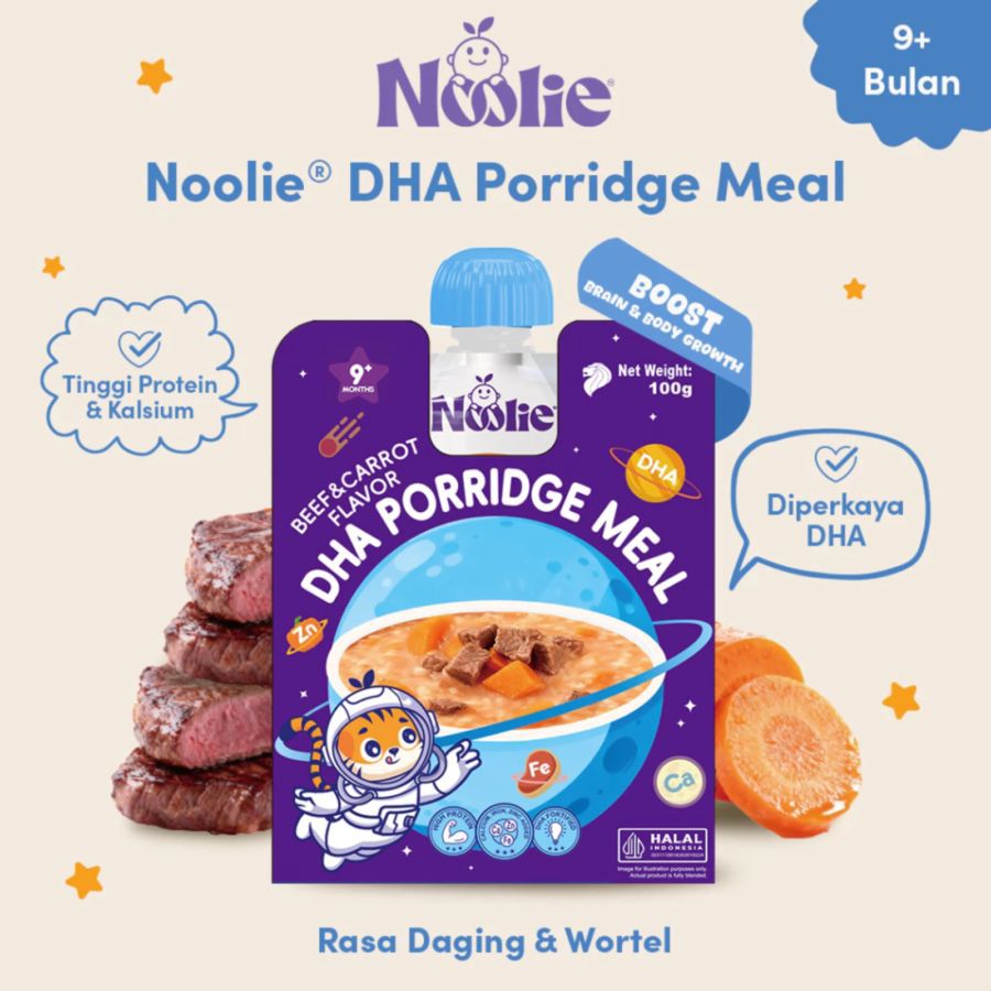 Noolie DHA Porridge Meal Beef & Carrot Flavor Bubur MPASI