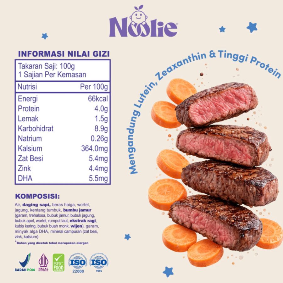 Noolie DHA Porridge Meal Beef & Carrot Flavor Bubur MPASI