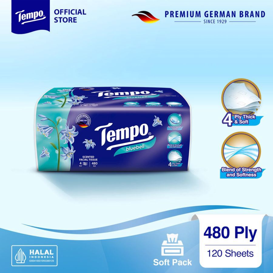 Tempo Soft Facial Tissue Bluebell Tisu Wajah 480ply