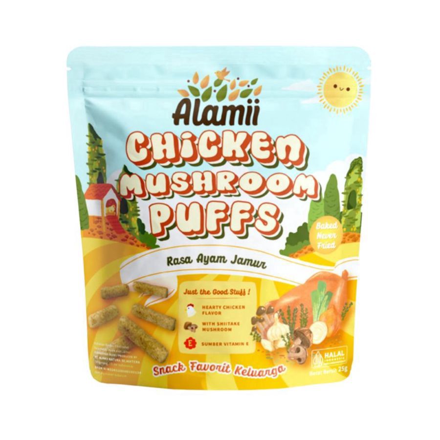 Alamii Chicken Mushroom Puffs Snack Bayi 1+ Tahun 25gram