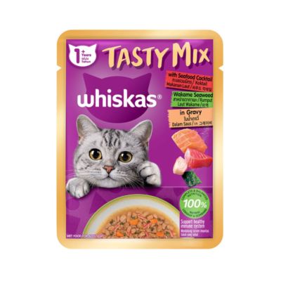 Whiskas Tasty Mix Seafood Cocktail Adult Makanan Kucing Basah Pouch