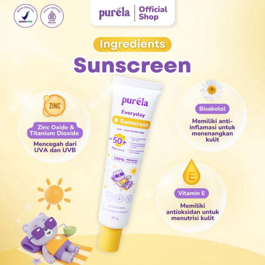 Purela Everyday Sunscreen UVA + UVB SPF 50+ PA++++ 30gram