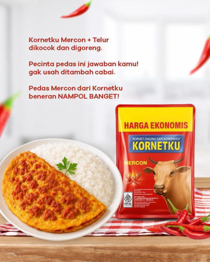 Kornetku Kornet Daging Sapi Kombinasi Rasa Pedas Mercon Sachet 50gram