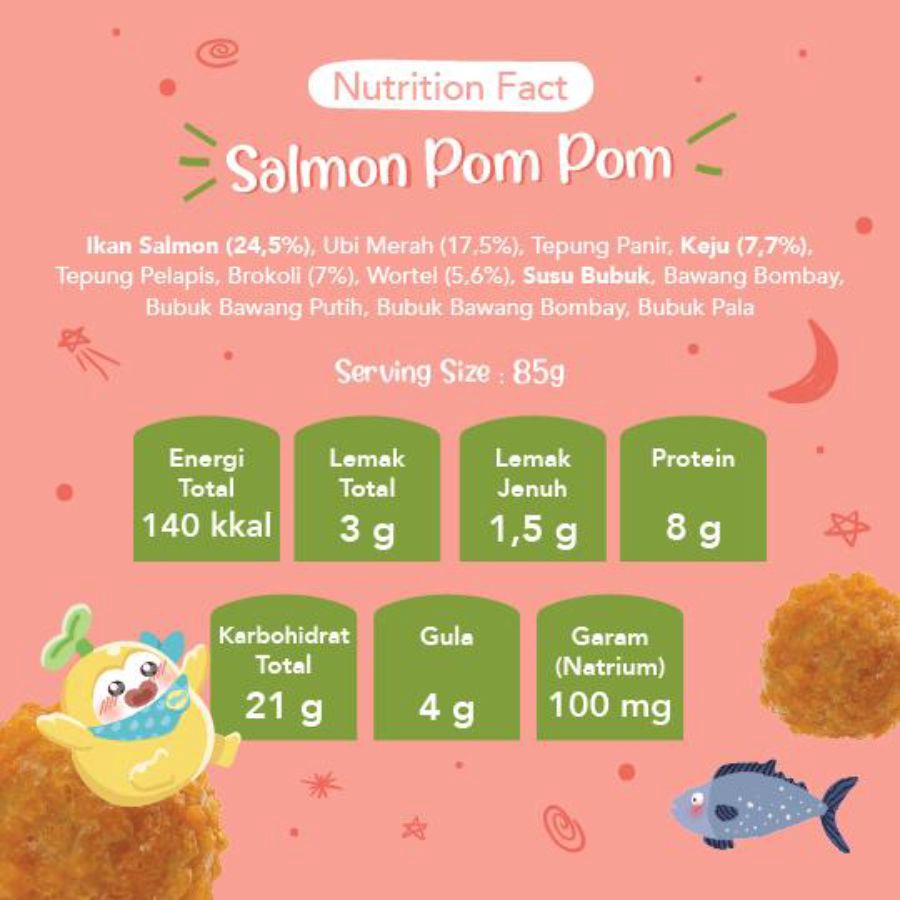 Grouu Finger Food Salmon Pom Pom Snack Bayi 187gram