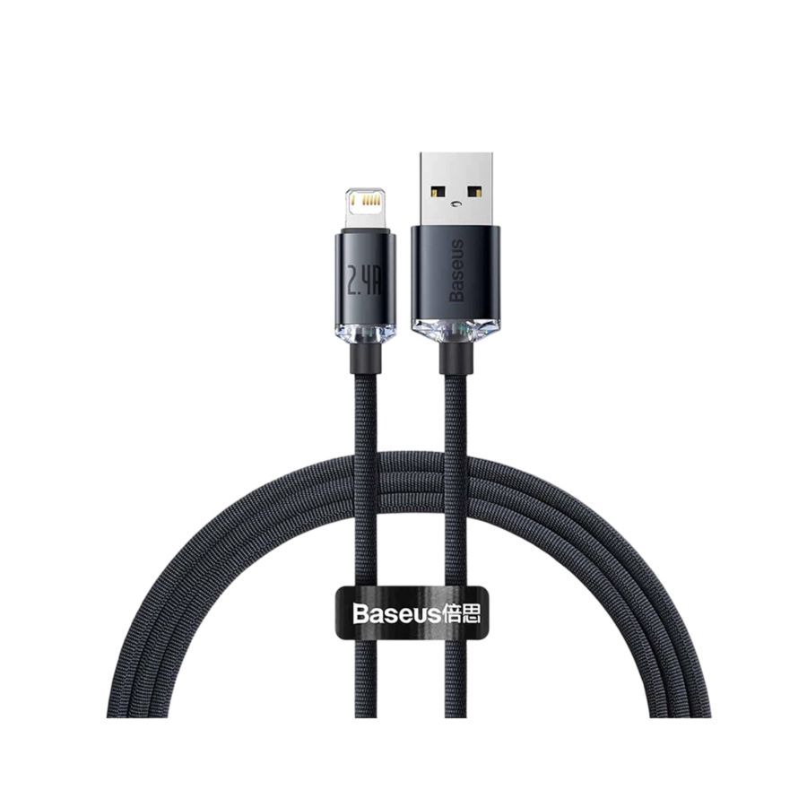 Baseus Crystal Shine Series Fast Charging Data Cable USB Type A to Lightning 2.4 A 1.2 M Black 1pcs