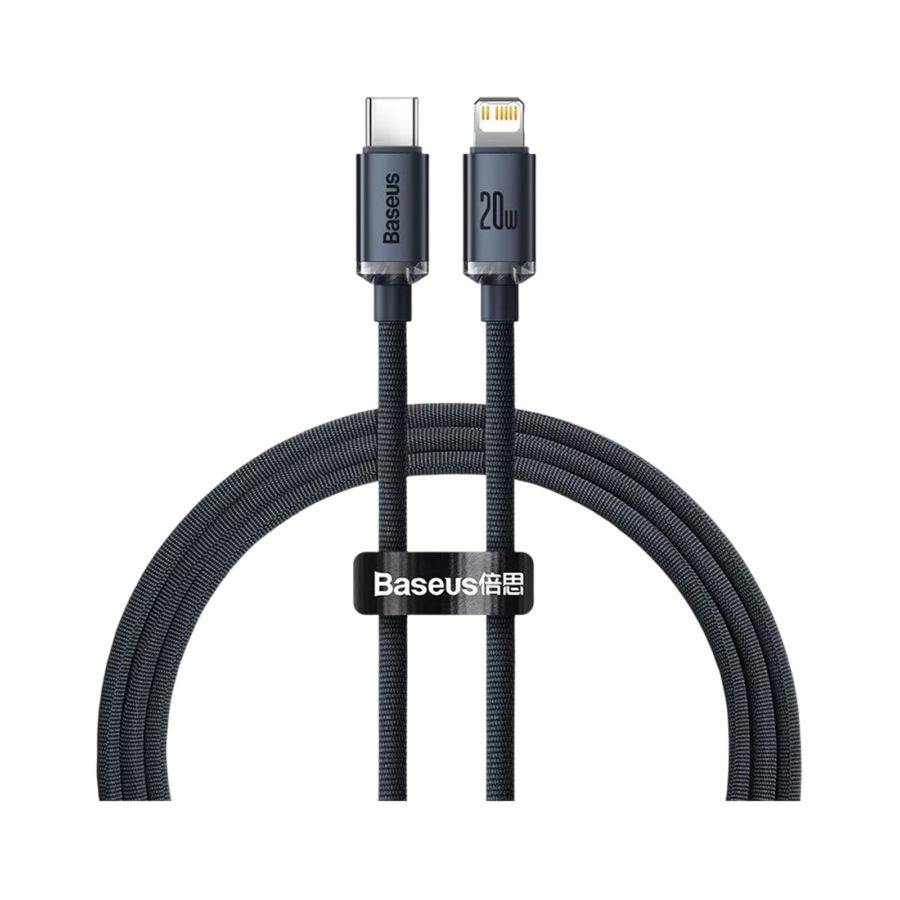 Baseus Crystal Shine Series Fast Charging Data Cable USB Type C to Lightning 20 Watt 2 M Black 1pcs