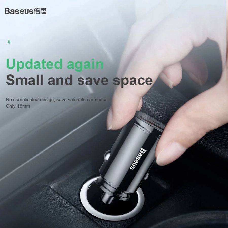 Baseus Circular Plastic USB Type A & C 30W PPS Car Charger Lighter Adaptor Black 1pcs