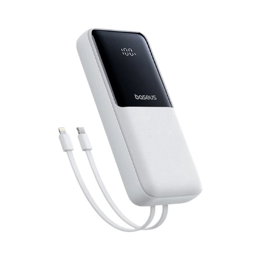 Baseus Lipow Dual Cable Power Bank With Digital Display 20000mAh 22.5W Moon White 1pcs