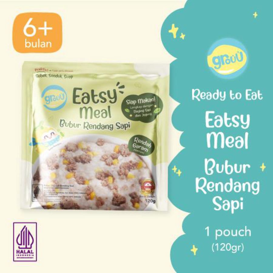 Grouu Eatsy Meal Bubur Rendang Sapi MPASI 120gram