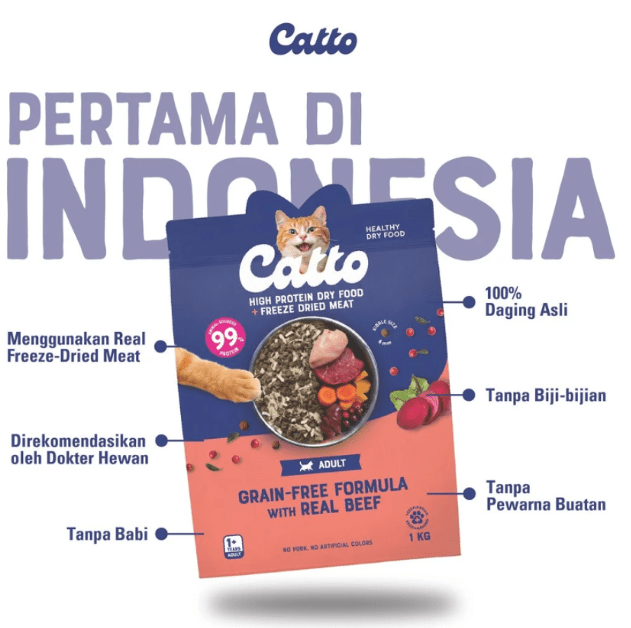Catto Grain Free Beef Adult Makanan Kucing Kering