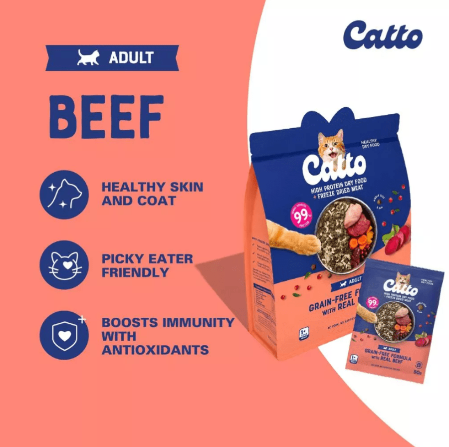 Catto Grain Free Beef Adult Makanan Kucing Kering