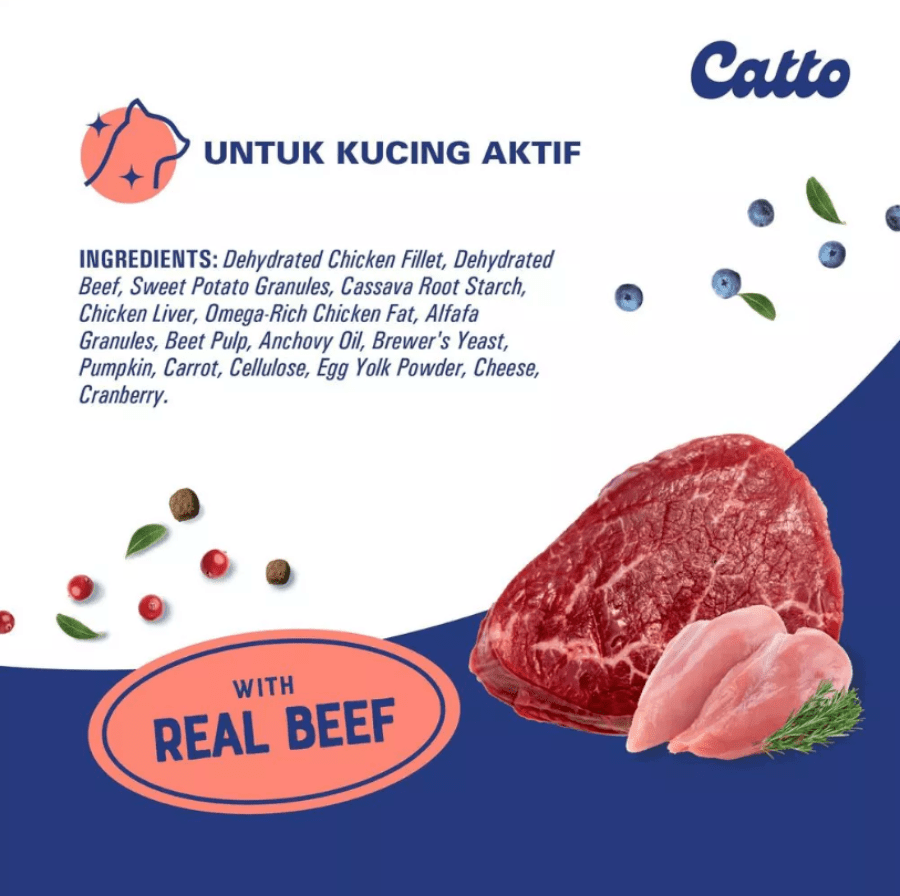 Catto Grain Free Beef Adult Makanan Kucing Kering