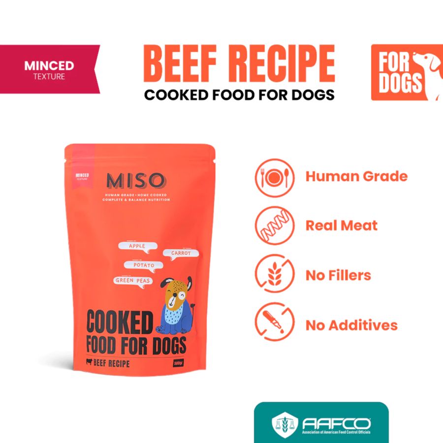 MISO Cooked Minced Beef Recipe Makanan Anjing Basah 500gram