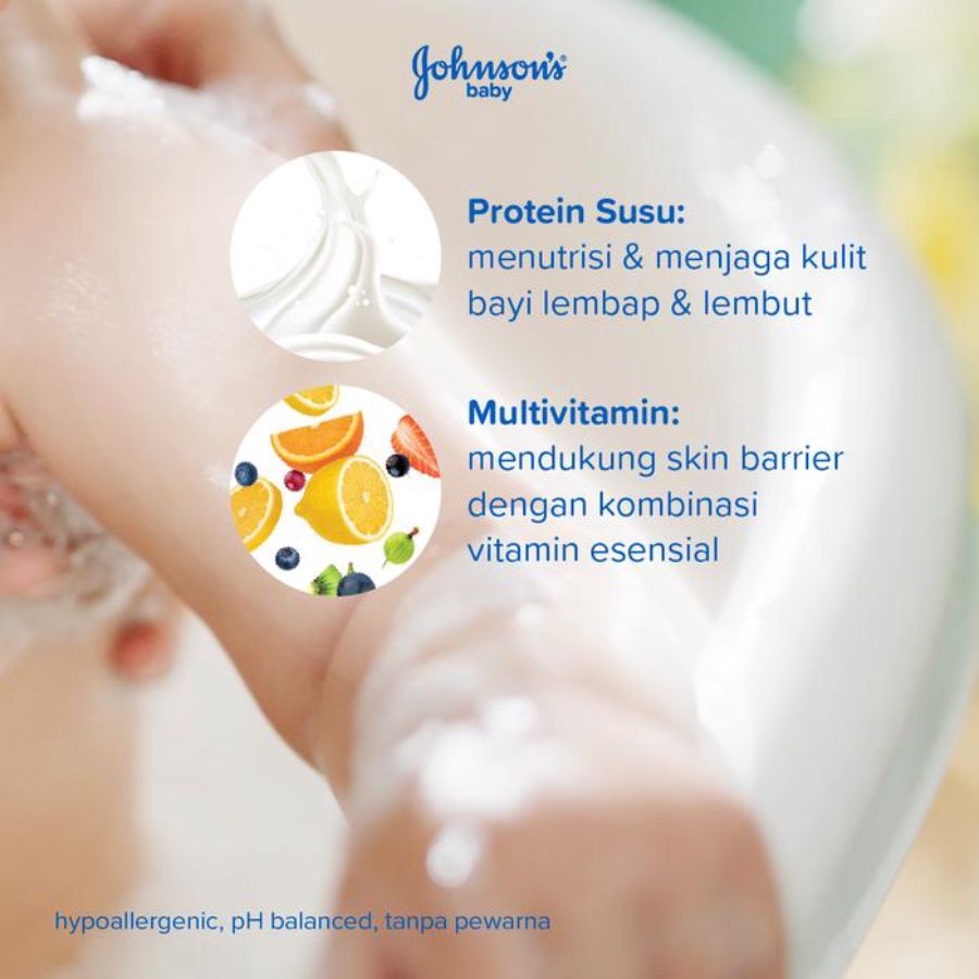 Johnson's Baby Hair & Body Baby Bath Milk + Rice Pouch 375ml