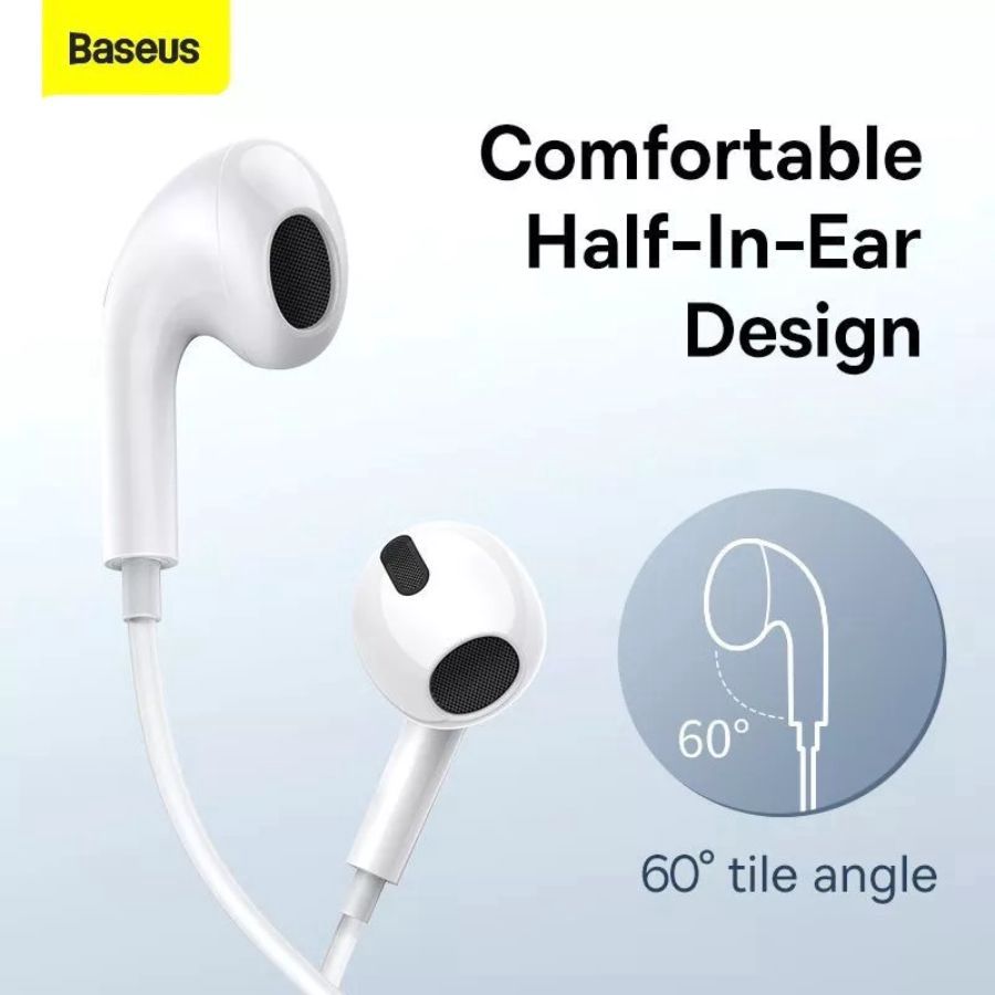 Baseus Encok Type C lateral In-Ear Wired Earphone White C17