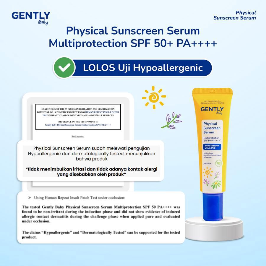 Gently Baby Physical Sunscreen Serum SPF 50 PA ++++ Perawatan Bayi 30ml