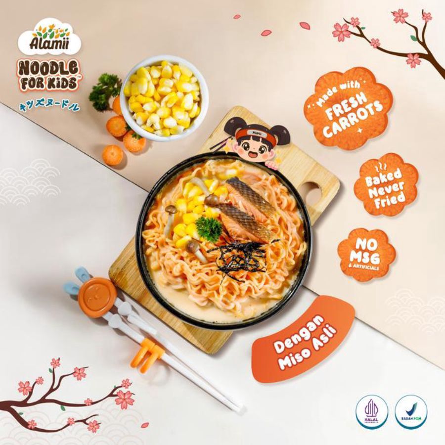 Alamii Miso Soup Ramen Noodle for Kids 63gram