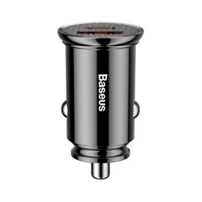 Baseus Circular Plastic USB Type A & C 30W PPS Car Charger Lighter Adaptor Black