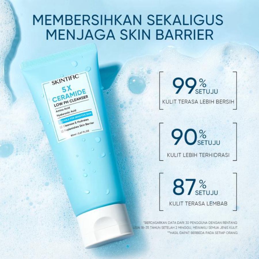 Skintific 5X Ceramide Low pH Cleanser for Sensitive Skin Face Wash 80ml