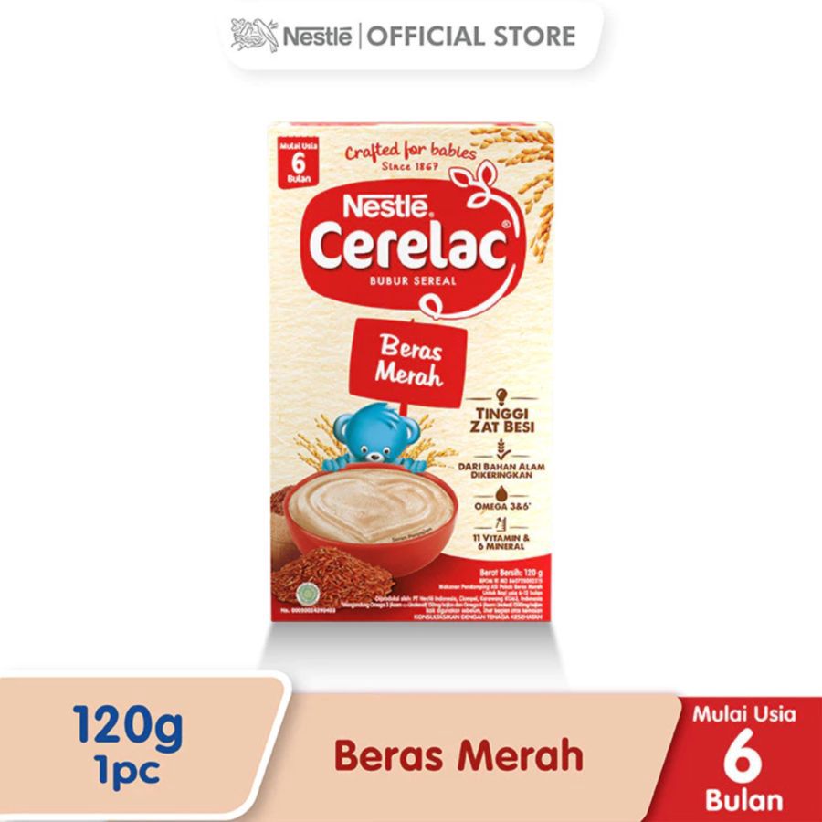 Nestle Cerelac Bubur Sereal Beras Merah MPASI 6+ Bulan 120gram
