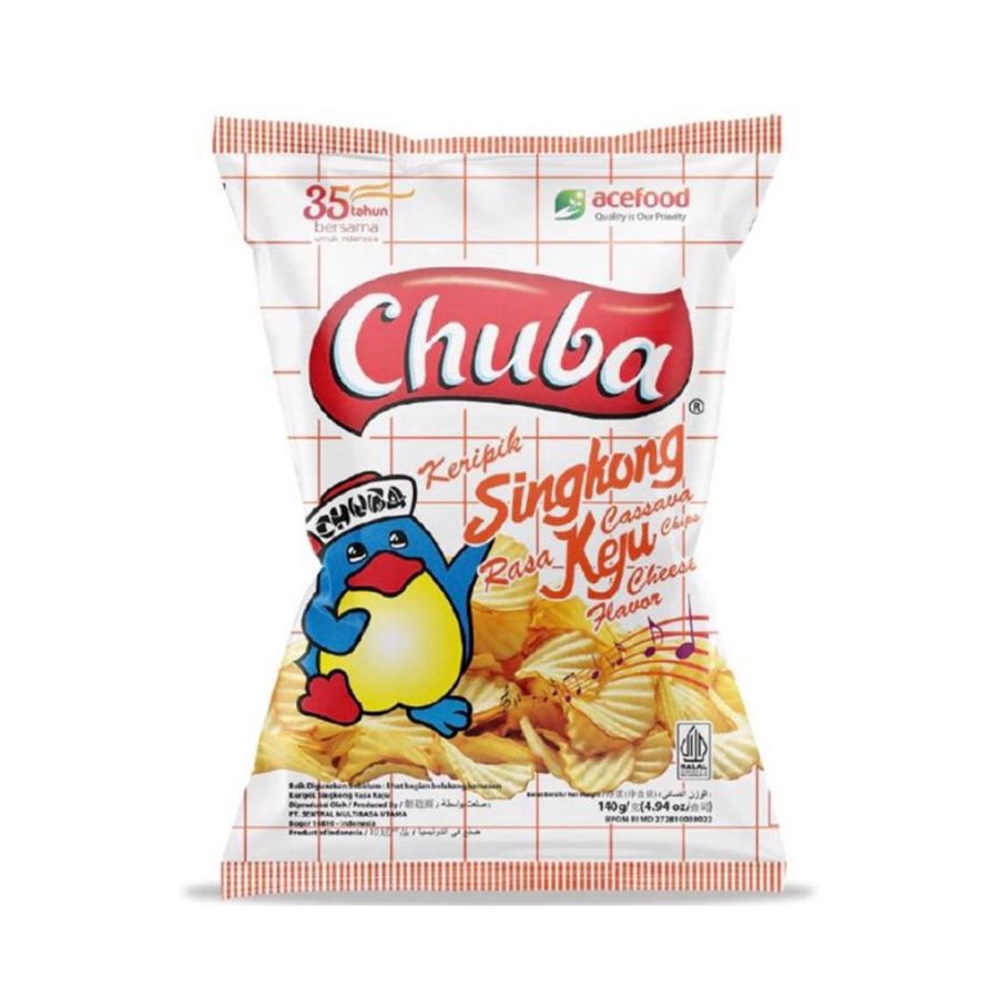 Chuba Cassava Chips Cheese Flavor Crinkle Cut 120gram