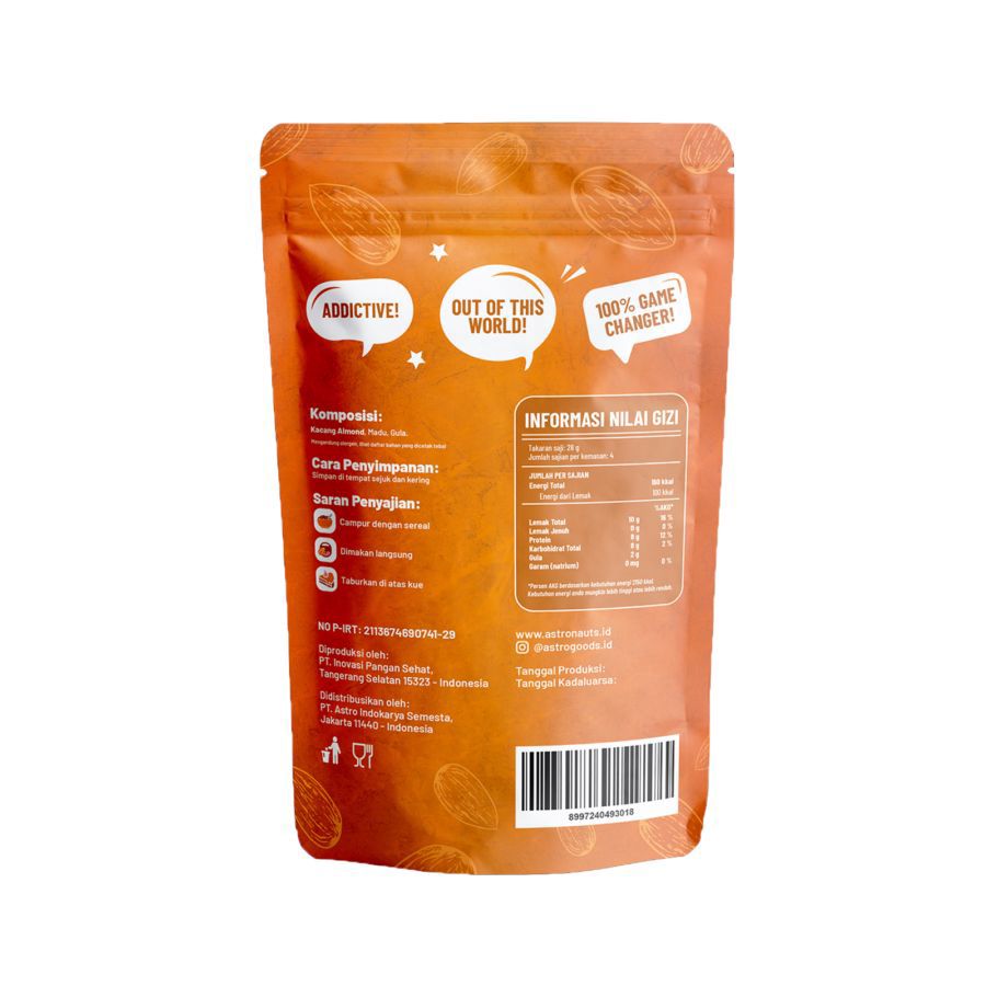 Crunch Almonds Golden Honey Astro Goods 100gram