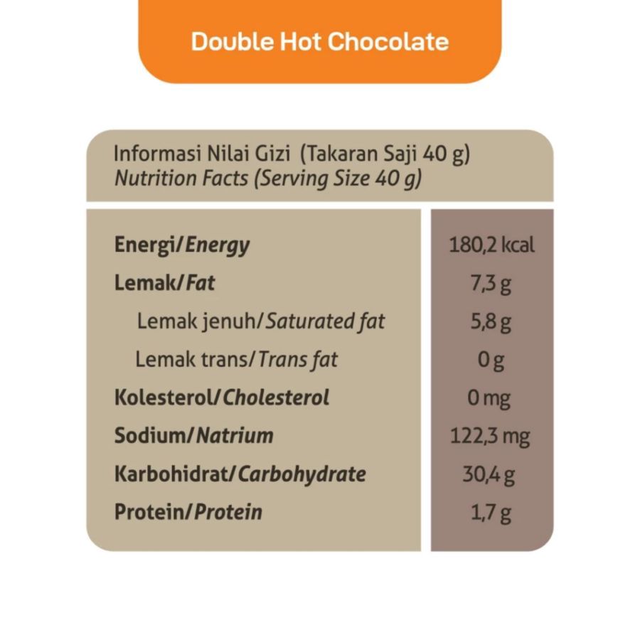 CY Double Hot Chocolate 3in1 Box 8pcs x 40 gram 1box