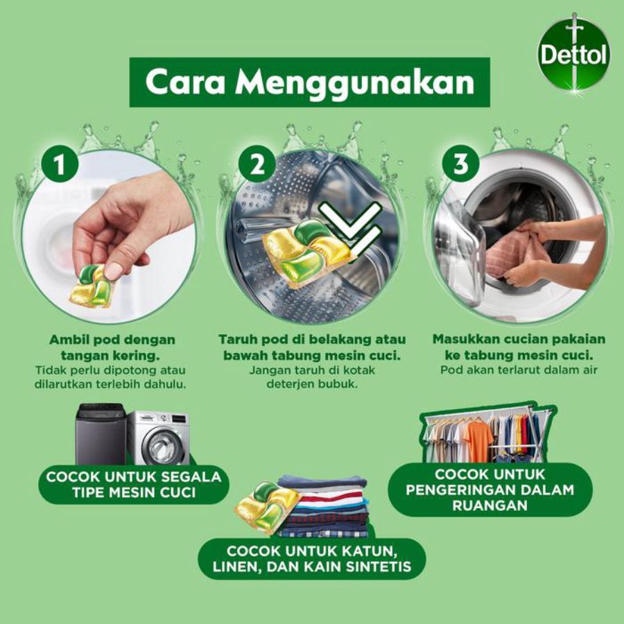 Dettol Propod Laundy Pod Kapsul Citrus Rose Deterjen Cair