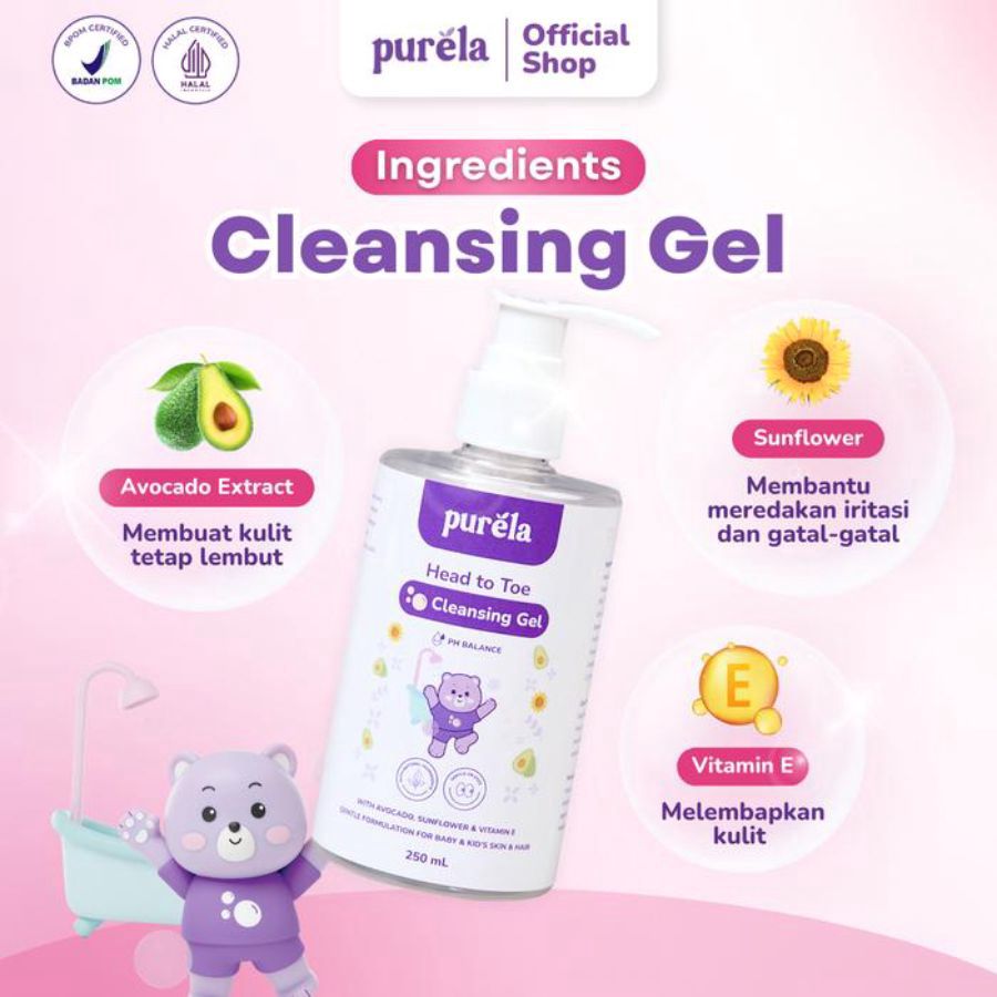 Purela Head to Toe Baby & Kids Cleansing Gel 250ml
