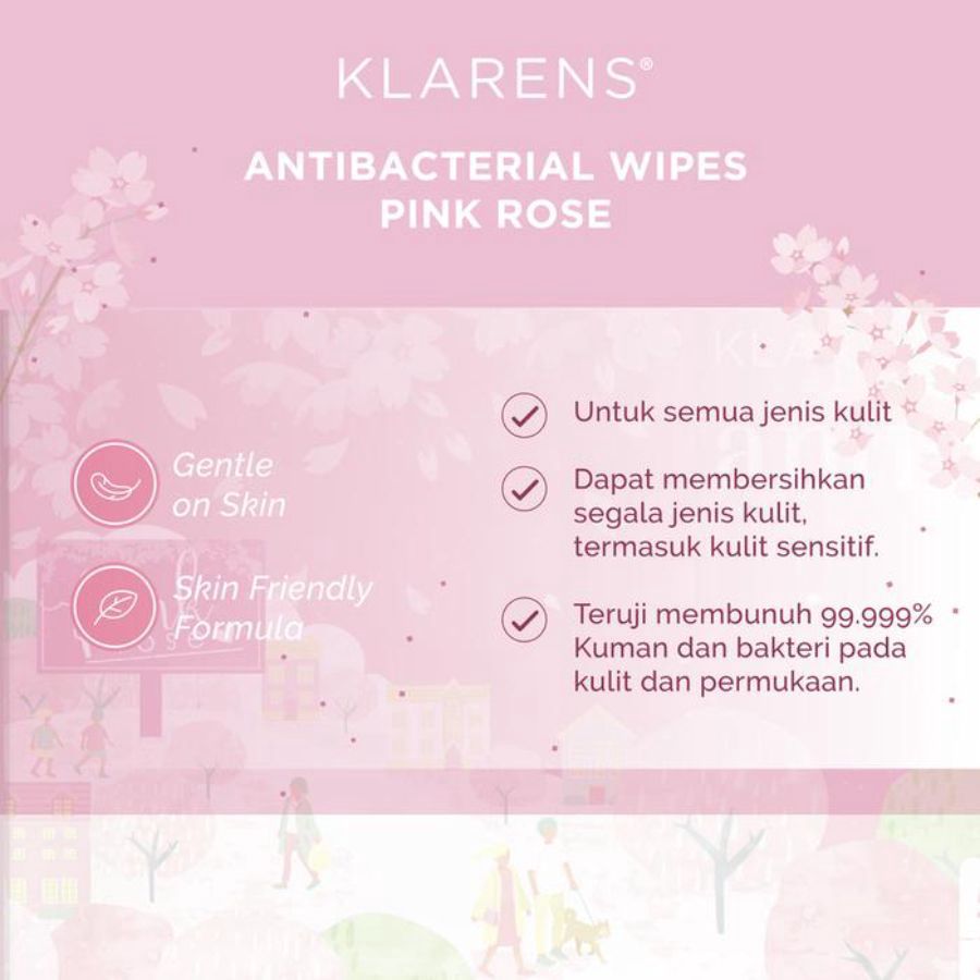 Klarens Antibacterial Pink Rose Wet Wipes