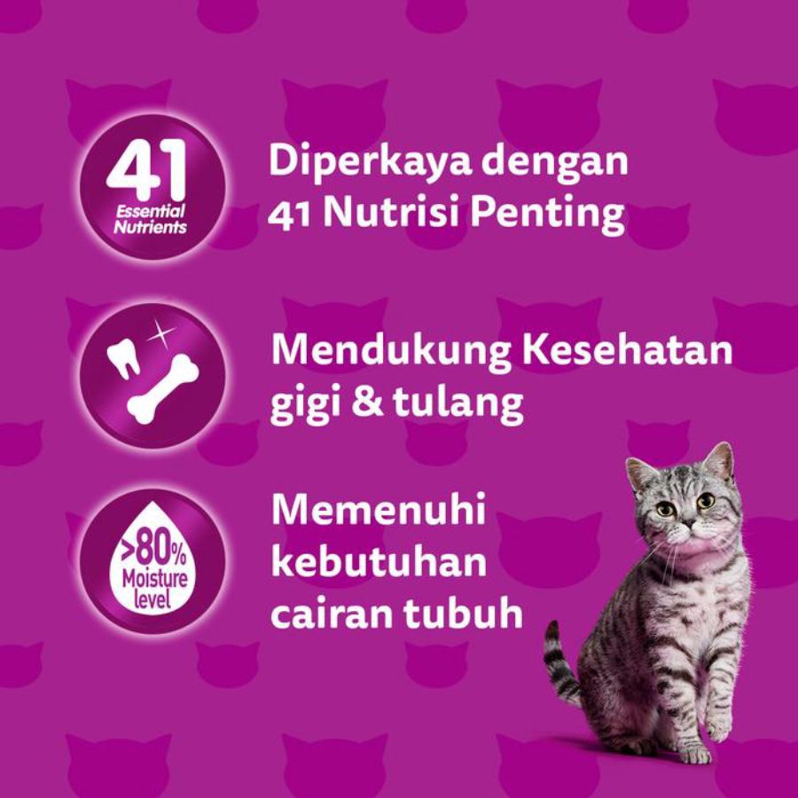 Whiskas Mackarel Adult Makanan Kucing Basah 6 sachet x 80 gram 1box