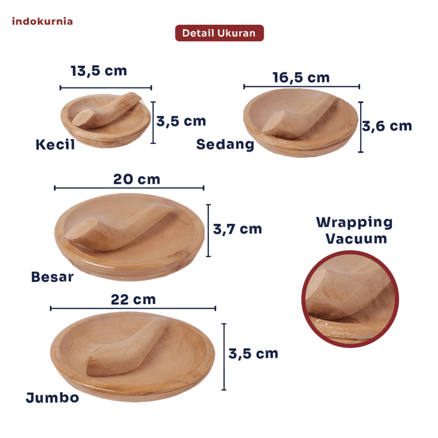 Cobek Kayu Premium Ukuran Sedang 1pcs