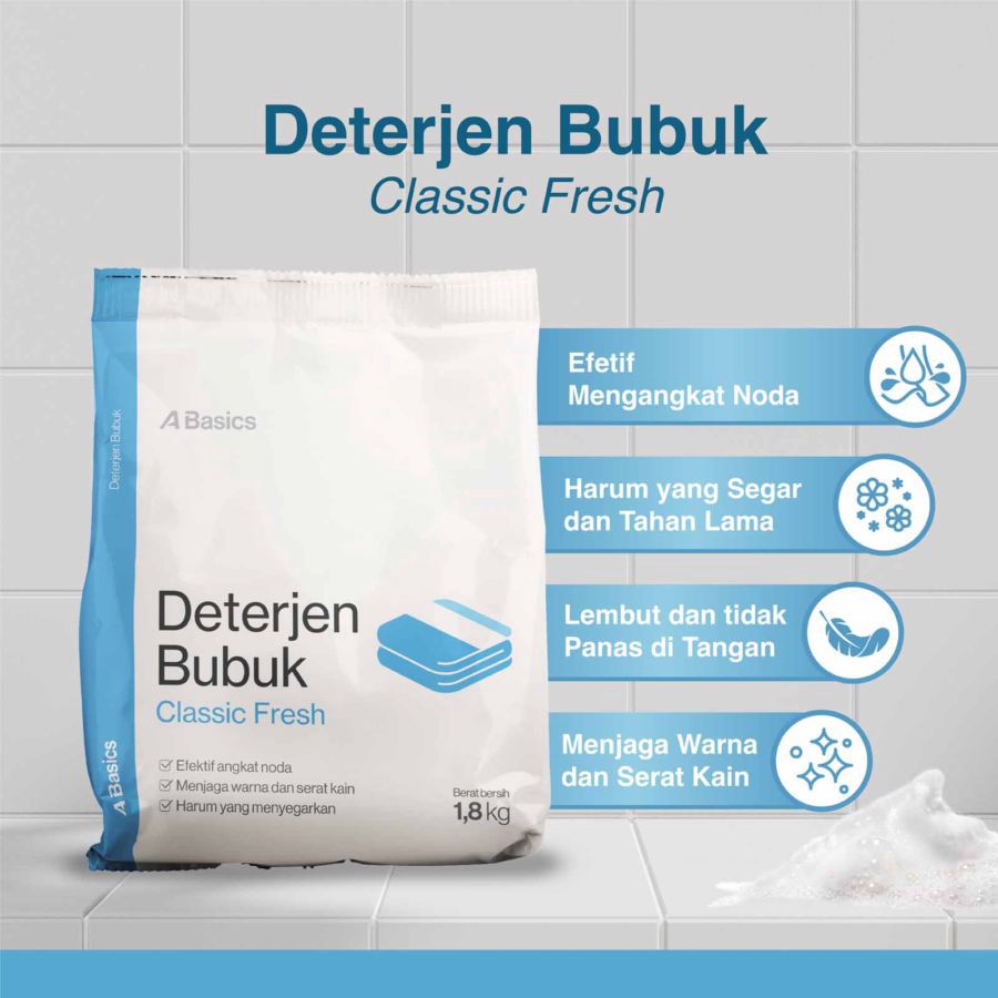 Deterjen Bubuk Classic Fresh A Basics 1800gram