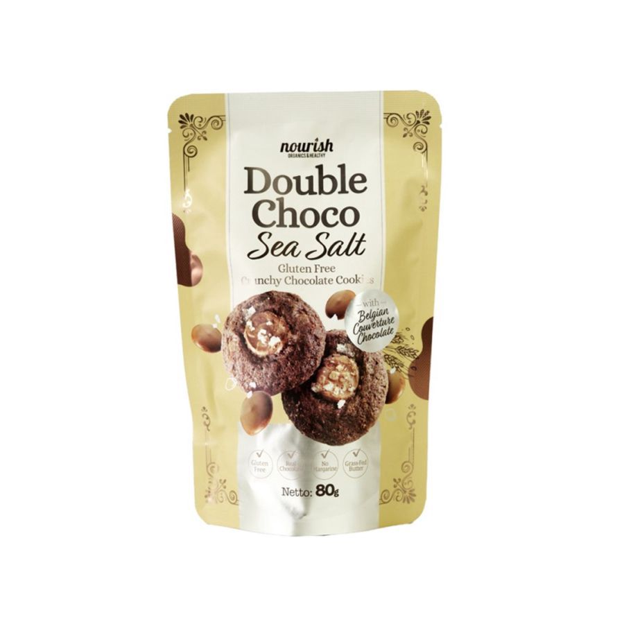 Nourish Double Choco Sea Salt Gluten Free Crunchy Chocolate Cookies 80gram