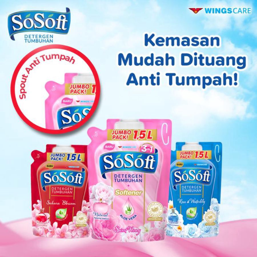 So Soft Sweet Peony Deterjen Cair Pouch 1500ml