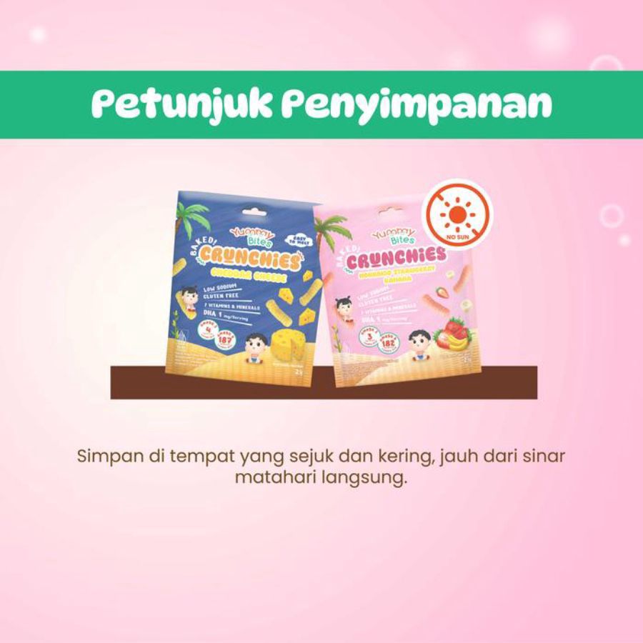 Yummy Bites Crunchies Hokkaido Strawberry Banana Snack Bayi 25gram