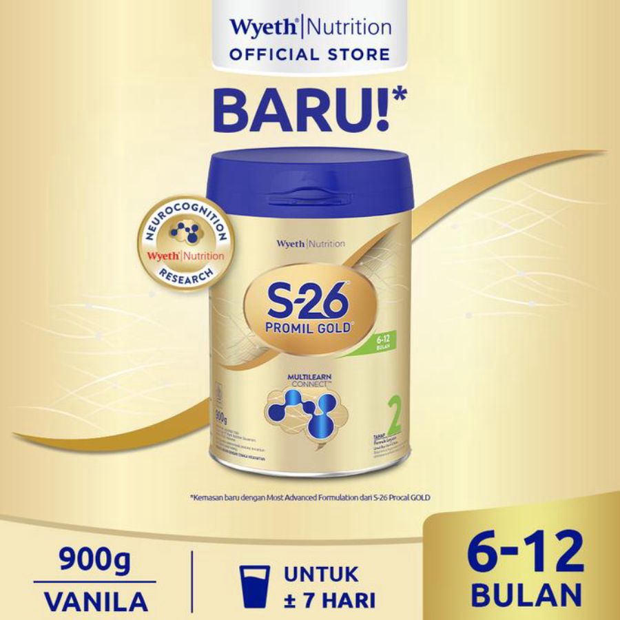 S-26 Promil Gold 2 Formula Lanjutan Vanila 6-12 Bulan Can 900gram