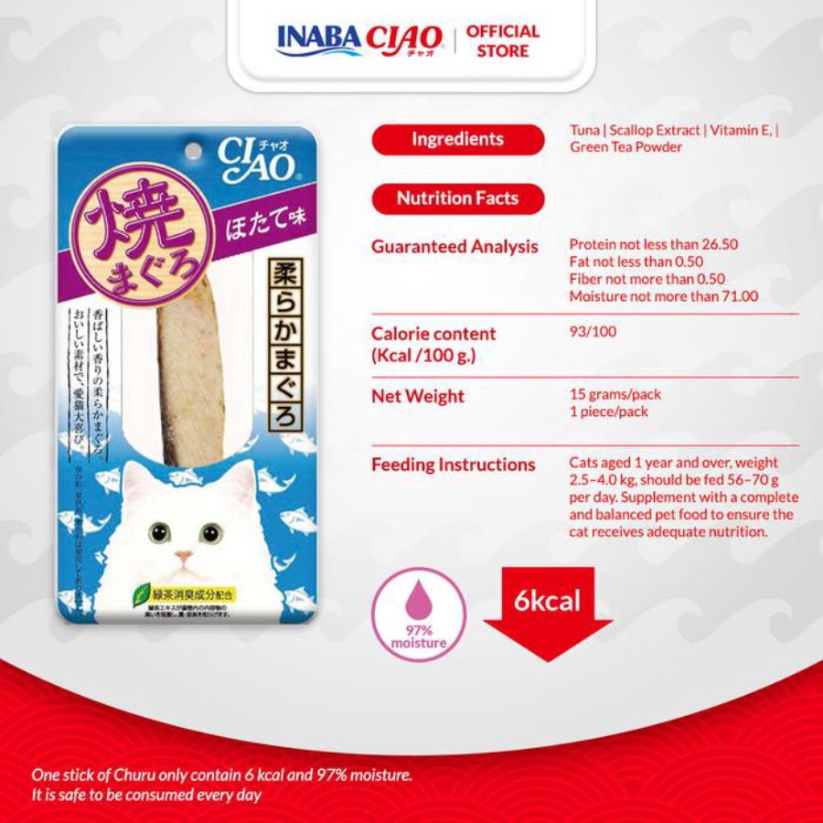 CIAO Pouched Roast Tuna Honkaku Das Snack Kucing 15gram