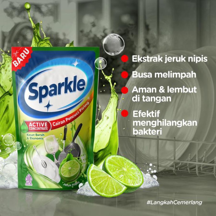 Sparkle Lime Cairan Pencuci Piring Pouch