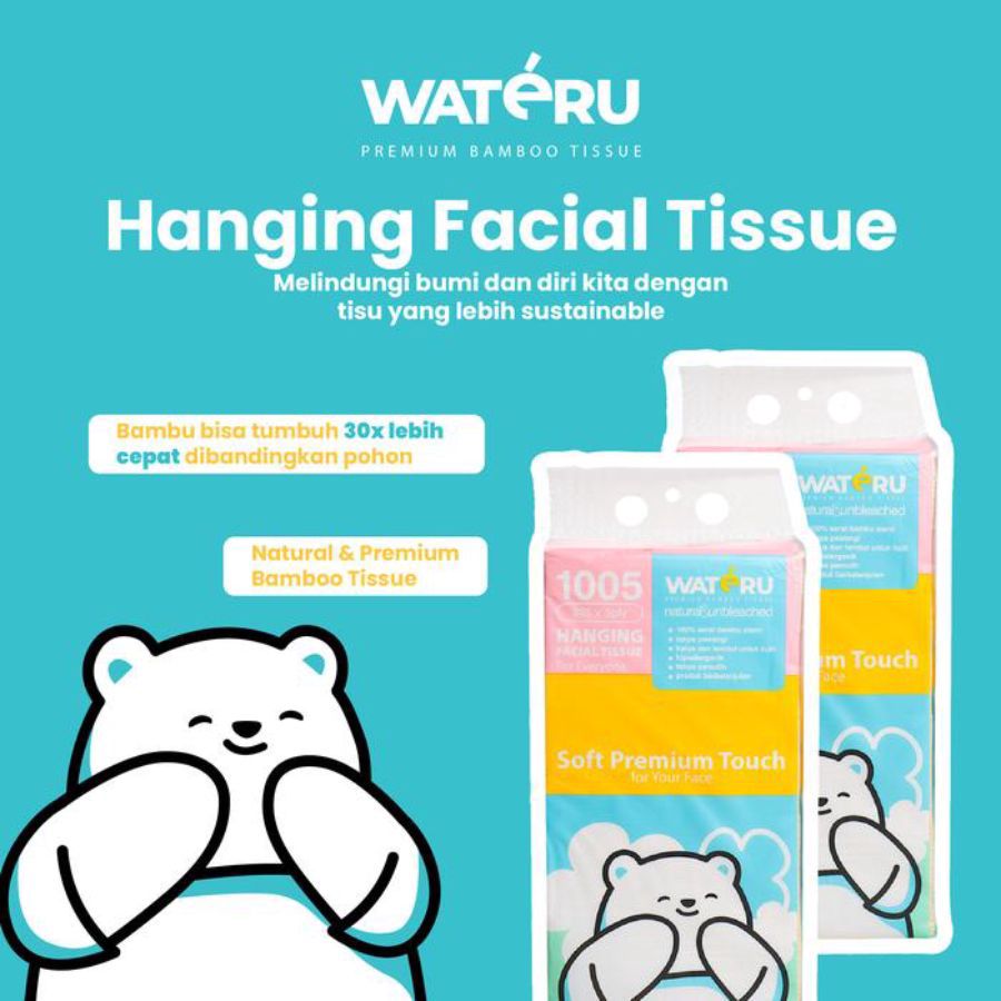 Wateru Bamboo Hanging Tisu Wajah 3 Ply 335sheets