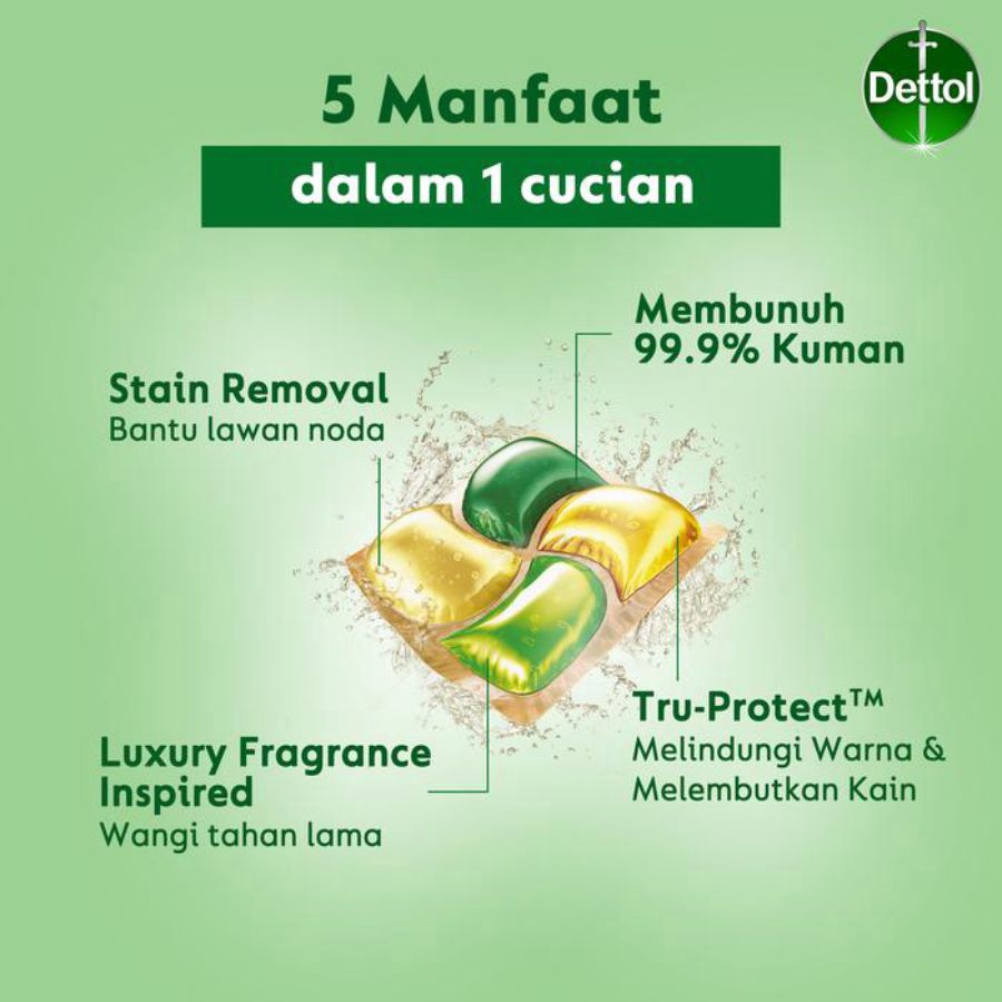 Dettol Propod Laundy Pod Kapsul Citrus Rose Deterjen Cair